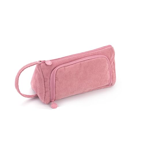 YALiya Mäppchen Cord-Stoff, Federmäppchen Tragbare, Aufbewahrungstasche Federmäppchen mit Großem, Fassungsvermögen Pencil Case mit Praktischem Reißverschluss, für Schule, Zuhause und Büro (Rosa) YALiya Mäppchen Cord-Stoff, Federmäppchen Tragbare, Aufbewahrungstasche Federmäppchen mit Großem, Fassungsvermögen Pencil Case mit Praktischem Reißverschluss, für Schule, Zuhause und Büro (Rosa) von YALiya