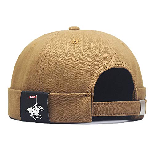 Herren-Mütze, Docker-Kappe, Mütze, Skullcap, Beanie, Arbeitermütze, Matrosenmütze, krempellose Kappe, gerollte Manschette, Retro, modisch, randlos, verstellbar, 1022-Khaki, Einheitsgröße von YAMEE