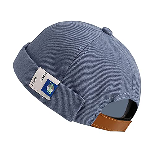 Unisex Docker Brimless Hats Beanie Skullcap Worker Seemannsmütze Retro Rolled Cuff Skull Caps mit Verstellbar, Erdblau, One size von YAMEE