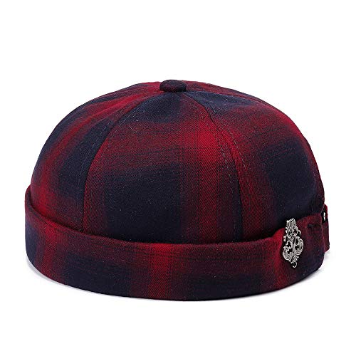 YAMEE Unisex Erwachsene Mütze Skullcap Beanie Worker Sailor Cap Rot 54–60 cm verstellbar von YAMEE