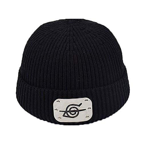 Village Ninja Krempenlose Hüte, Docker Skullcap, Beanie, Wolle, gestrickt, warm, Rollmütze für verstellbare Wintermütze Gr. One size, schwarz 2 von YAMEE