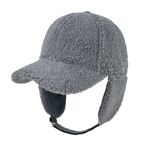 YAMEE Baseball Cap Winter Damen aus Plüsch,Wintermütze Herren mit Faltbar Ohrenklappe Warme,Basecap Damen Weich Verstellbarer,Winterkappe Outdoor-Sportarten Laufkappe von YAMEE