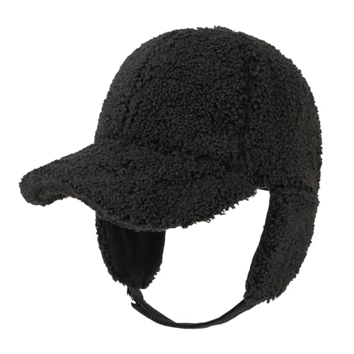 YAMEE Baseball Cap Winter Damen aus Plüsch,Wintermütze Herren mit Faltbar Ohrenklappe Warme,Basecap Damen Weich Verstellbarer,Winterkappe Outdoor-Sportarten Laufkappe von YAMEE