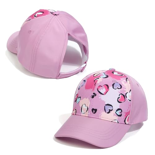 YAMEE Baseballkappe Pferdeschwanz für Kinder,Basecap für Mädchen Weich Atmungsaktives,Sonnenhut Kinder Sommer UV-Schutz,Baseball Cap Kinder Sport Freizeit,Mütze Kinder Schlichtes Stilvoll von YAMEE