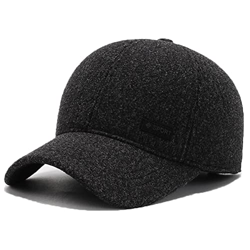 YAMEE Baseballmütze Herren Wintermütze,Herren Winter Baseball-Cap mit Ausklappbarem Ohrenschutz,Wintercap Herbst/Winter Basecap Warme Schildkappe von YAMEE