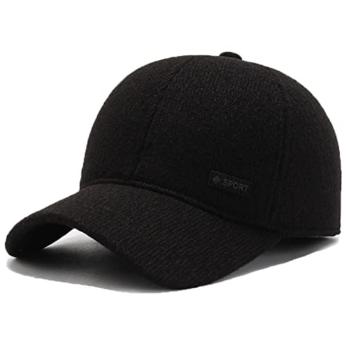 YAMEE Baseballmütze Herren Wintermütze,Herren Winter Baseball-Cap mit Ausklappbarem Ohrenschutz,Wintercap Herbst/Winter Basecap Warme Schildkappe von YAMEE