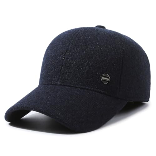 YAMEE Baseballmütze Herren Wintermütze,Herren Winter Baseball-Cap mit Ausklappbarem Ohrenschutz,Wintercap Herbst/Winter Basecap Warme Schildkappe von YAMEE