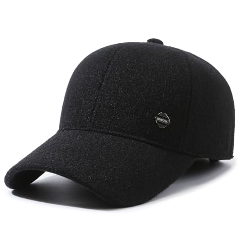 YAMEE Baseballmütze Herren Wintermütze,Herren Winter Baseball-Cap mit Ausklappbarem Ohrenschutz,Wintercap Herbst/Winter Basecap Warme Schildkappe von YAMEE