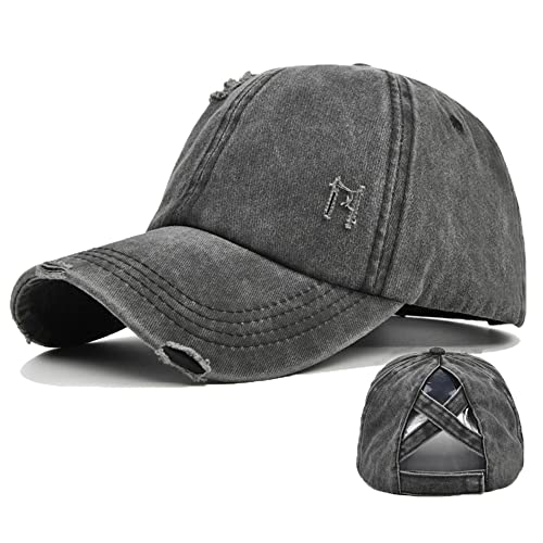 YAMEE Damen Baseballkappe Pferdeschwanz,Basecap Damen Sonnenhut Sonnenschutz,Baseballmütze Damen Vintage Sport Outdoor Cap von YAMEE