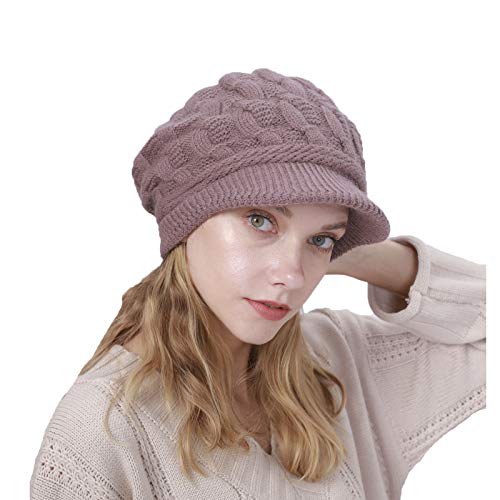 YAMEE Damen Winter Strickmütze Beanie Damen Wollmütze Warm Baskenmütze Gerippte Kappe Damen Winter Hüte von YAMEE