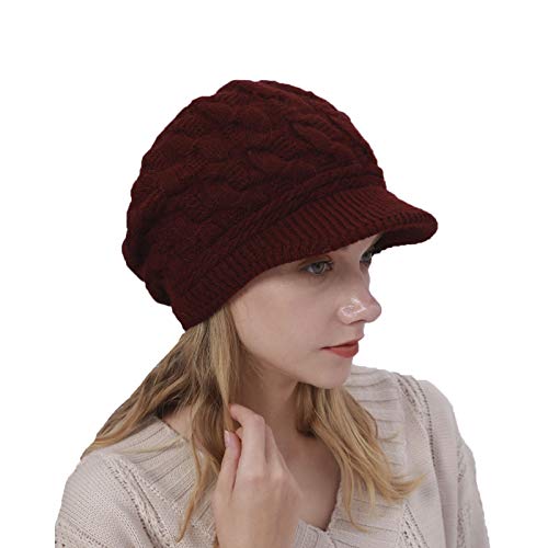 YAMEE Damen Winter Strickmütze Beanie Damen Wollmütze Warm Baskenmütze Gerippte Kappe Damen Winter Hüte von YAMEE