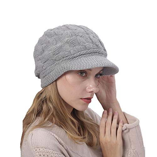 YAMEE Damen Winter Strickmütze Beanie Damen Wollmütze Warm Baskenmütze Gerippte Kappe Damen Winter Hüte von YAMEE