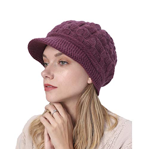 YAMEE Damen Winter Strickmütze Beanie Damen Wollmütze Warm Baskenmütze Gerippte Kappe Damen Winter Hüte von YAMEE