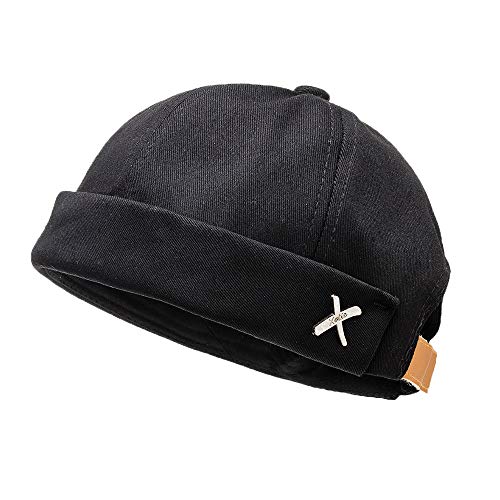 YAMEE Docker-Cap Herren mütze Docker Mütze Seemannsmütze Hafenmütze Bikercap Basecap ganzjährig Tragbar Hat Brimless Hat Rolled Cuff Harbour Hat von YAMEE