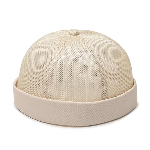 YAMEE Docker Cap Unisex Sommer Mesh,Sommer Beanie Herren Docker-Kappen,Matrosenmütze Herren Brimless Hat Rolled Cuff,Seemannsmütze Damen Sommer Casual,Hafenmütze Unisex(Kappenumfang：56-60cm von YAMEE