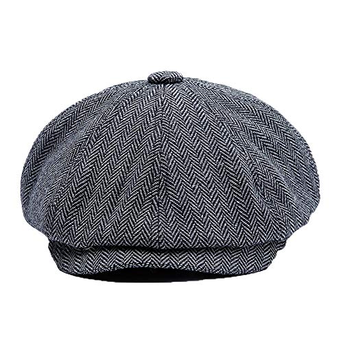 YAMEE Herren Baskenmütze Barett, Schiebermütze Herren, Unisex Beret Schirmmütze Flatcap Sportmütze Gatsby Newsboy Cap, Barette Cap,Größe 58cm-60cm von YAMEE