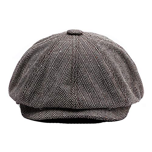 YAMEE Herren Baskenmütze Barett, Schiebermütze Herren, Unisex Beret Schirmmütze Flatcap Sportmütze Gatsby Newsboy Cap, Barette Cap,Größe 58cm-60cm von YAMEE