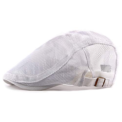 YAMEE Herren Mesh Flat Caps Light Summer Barett Hat Atmungsaktiv Newsboy Ivy Cap Cabbie Verstellbar, CQ0849*Weiß, One size YAMEE Herren Mesh Flat Caps Light Summer Barett Hat Atmungsaktiv Newsboy Ivy Cap Cabbie Verstellbar, CQ0849*Weiß, One size von YAMEE