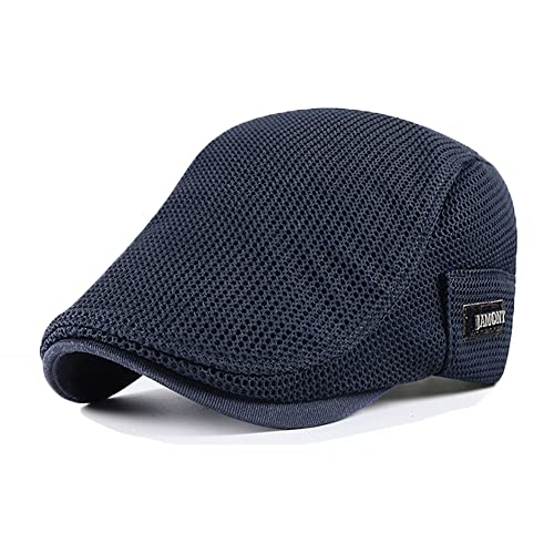 YAMEE Herren Sommer Flat Caps Breathable Newsboy Hat Baskenmütze Efeu Cap Cabbie Adjustable, 15633-dunkelblau, Einheitsgröße von YAMEE