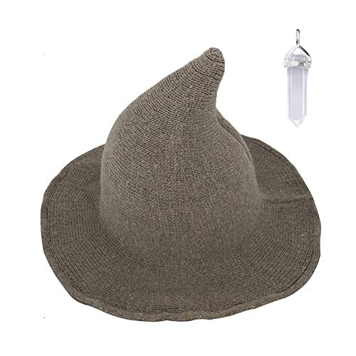 YAMEE Hexenhut für Damen Halloween Harry Potter Hexe Hut Faltbare Kopfbedeckung Karneval Fasching Masquerade Cosplay Cap mit Weiße Kristallkette von YAMEE