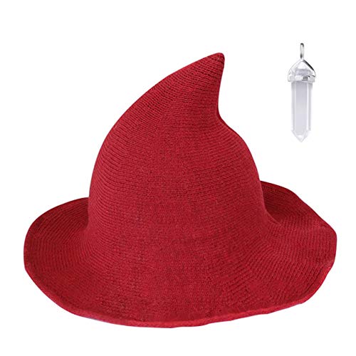 YAMEE Hexenhut für Damen Halloween Harry Potter Hexe Hut Faltbare Kopfbedeckung Karneval Fasching Masquerade Cosplay Cap mit Weiße Kristallkette von YAMEE