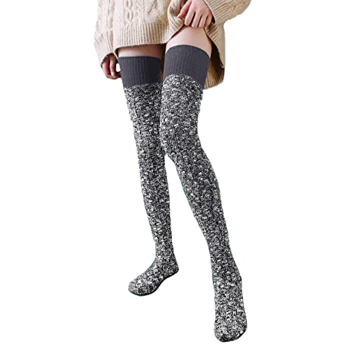 YAMEE Kniestrümpfe Damen Overknee Strümpfe,Damen Winter Strickstrümpfe Overknee,Gestrickte Strümpfe Oberschenkel hohe,Klassische Frauen Lange Socken Retro von YAMEE