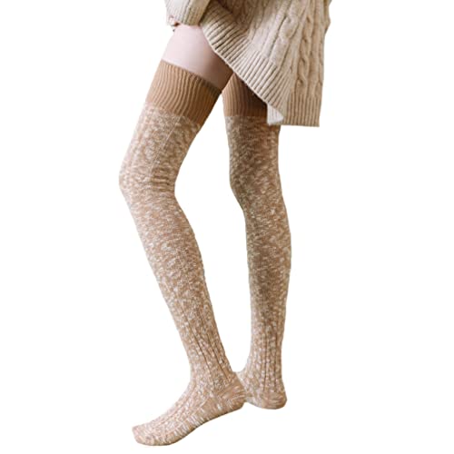 YAMEE Kniestrümpfe Damen Overknee Strümpfe,Damen Winter Strickstrümpfe Overknee,Gestrickte Strümpfe Oberschenkel hohe,Klassische Frauen Lange Socken Retro von YAMEE