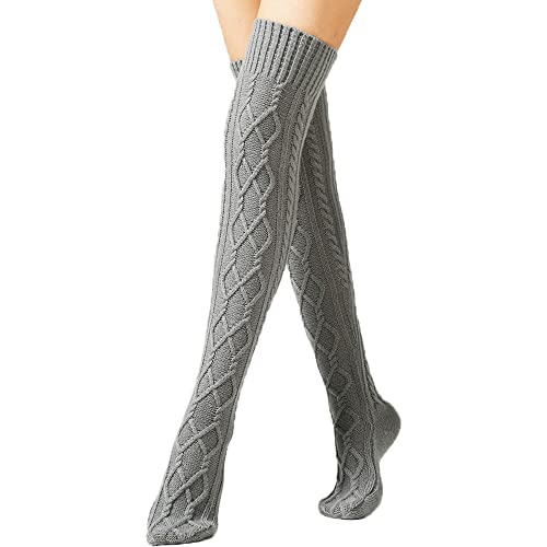 YAMEE Kniestrümpfe Damen Overknee Winter Strick Strümpfe, Beinwärmer für Damen Gestrickt, Stiefelstrümpfe Legwarmers für Damen Beinstulpen 1 Paar von YAMEE