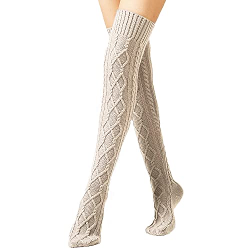 YAMEE Kniestrümpfe Damen Overknee Winter Strick Strümpfe, Beinwärmer für Damen Gestrickt, Stiefelstrümpfe Legwarmers für Damen Beinstulpen 1 Paar von YAMEE