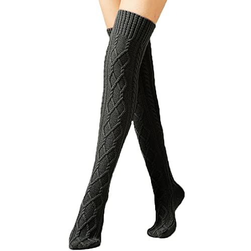 YAMEE Kniestrümpfe Damen Overknee Winter Strick Strümpfe, Beinwärmer für Damen Gestrickt, Stiefelstrümpfe Legwarmers für Damen Beinstulpen 1 Paar von YAMEE