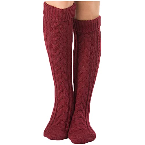 YAMEE Kniestrümpfe Damen Winter Strick Strümpfe , Knie-Lange Socken Stulpen für Damen Gestrickt, Stiefelstrümpfe Legwarmers für Damen 1 Paar von YAMEE