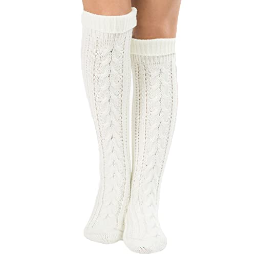 YAMEE Kniestrümpfe Damen Winter Strick Strümpfe , Knie-Lange Socken Stulpen für Damen Gestrickt, Stiefelstrümpfe Legwarmers für Damen 1 Paar von YAMEE