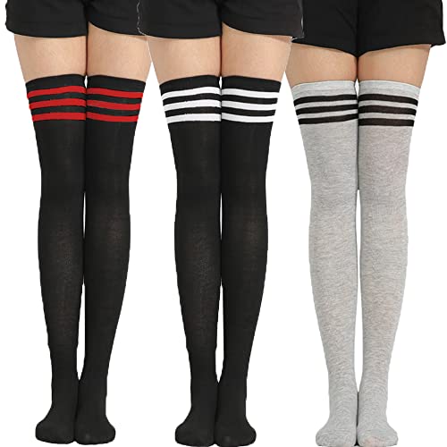 YAMEE Kniestrümpfe damen Overknees Lange,overknees strümpfe damen ,Oberschenkelhohe Socken für Damen,Stiefelstrümpfe Lange Socken High knee Socks (3 Paare) von YAMEE