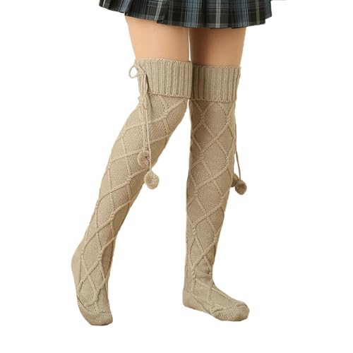 YAMEE Overknees Socken für Damen Dicke Warme Winddicht,Kniestrümpfe Damen Winter Kälteschutz,Stulpen Damen Modisch Süß,Thermosocken,Hohe Lange Stiefelstrümpfe Beinlinge von YAMEE