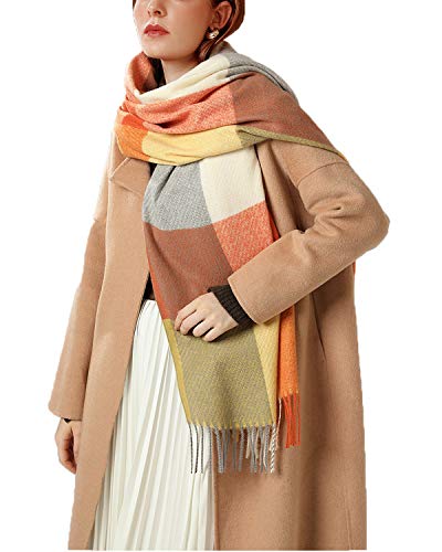 YAMEE Schal Damen winter XXL Karo Winterschal herbst Damen Schultertuch Weiche Schals Frauen Deckenschal Poncho kariert Langer Schalcape Deckenschal 70CM*180CM von YAMEE