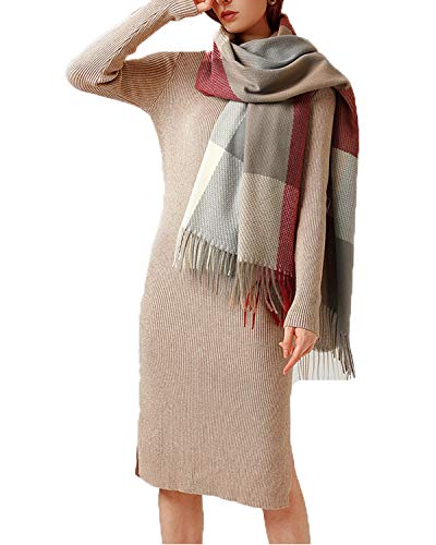 YAMEE Schal Damen winter XXL Karo Winterschal herbst Damen Schultertuch Weiche Schals Frauen Deckenschal Poncho kariert Langer Schalcape Deckenschal 70CM*180CM von YAMEE