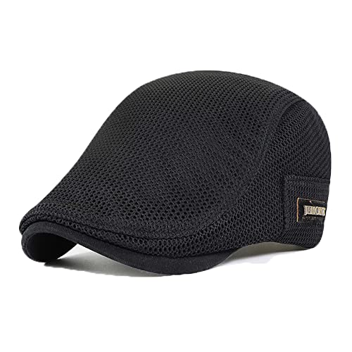 YAMEE Sonnenhut Barett Herren Sommer atmungsaktive Mesh, Schiebermütze Damen,Unisex Beret Schirmmütze Flatcap Sportmütze Gatsby Newsboy Cap, Barette Cap, Größe 56cm-60cm von YAMEE