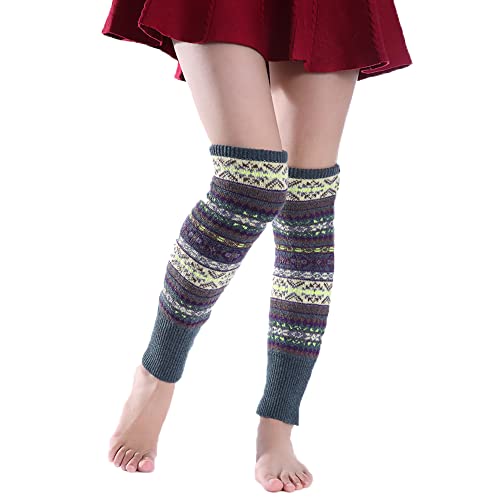 YAMEE Stulpen für Damen Winter Strick Böhmen Lange Knie-Beinwärmer,Beinstulpen Boot-Abdeckun für Damen Gestrickt,Stiefelstrümpfe Legwarmers für Damen 1 Paar von YAMEE