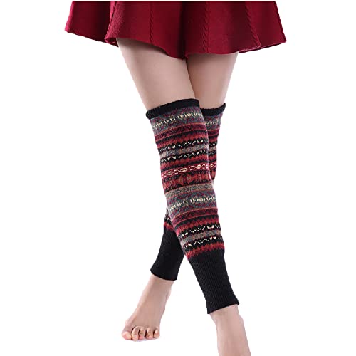 YAMEE Stulpen für Damen Winter Strick Böhmen Lange Knie-Beinwärmer,Beinstulpen Boot-Abdeckun für Damen Gestrickt,Stiefelstrümpfe Legwarmers für Damen 1 Paar von YAMEE