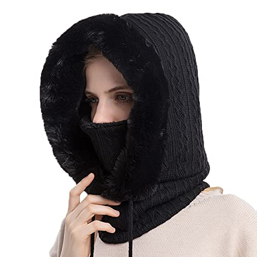 YAMEE Sturmhaube Damen Gesichtsmaske Winter Warme, Balaclava Schlupfmütze Skimütze Radfahren Mütze Schal, Kopfbedeckung Plüsch Samtkappe Skifahren Radfahren von YAMEE