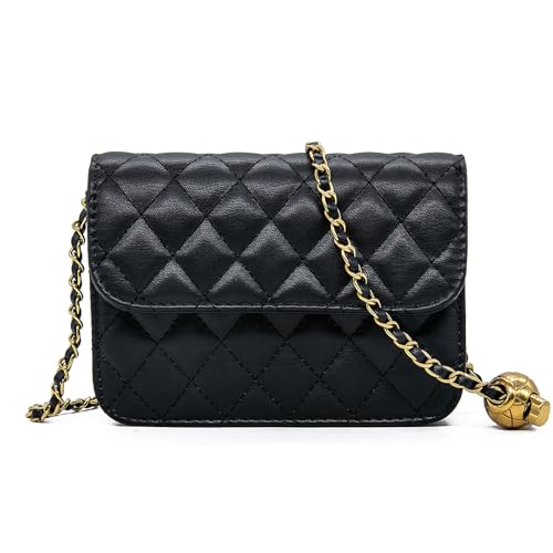 Kleine Umhängetasche Damen Crossbody Bag Tasche Leder Moda Handtasche Damen Klein Schwarz mit Verstellbarem Kettenschultergurt von YAMEIZE