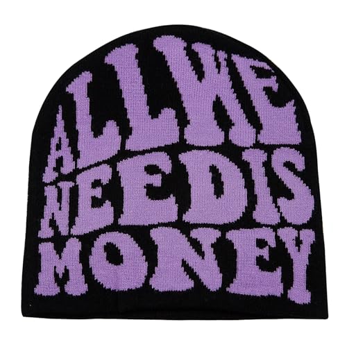 YAMEIZE Beanie Mütze Herren Damen Buchstabendruck Mütze Slouchy Skull Cap Winter Knit Mütze Hip Hop Fashion Beanie von YAMEIZE