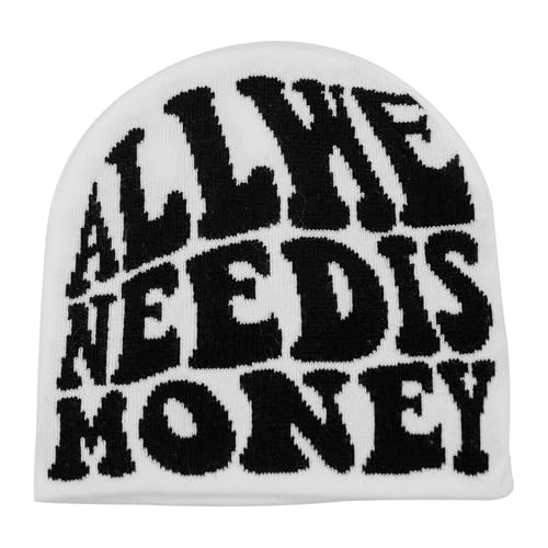 YAMEIZE Beanie Mütze Herren Damen Buchstabendruck Mütze Slouchy Skull Cap Winter Knit Mütze Hip Hop Fashion Beanie von YAMEIZE