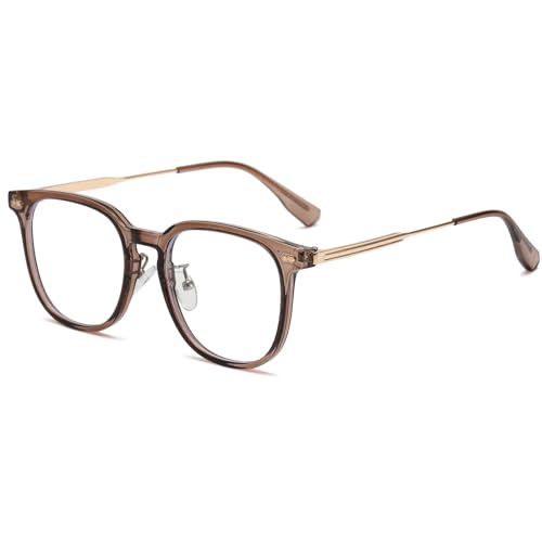 YAMEIZE Blaulichtfilter Brille Damen Herren Runde Brille Ohne Stärke Computerbrille Anti Blaulicht Brille Blendfrei Überanstrengung der Augen von YAMEIZE