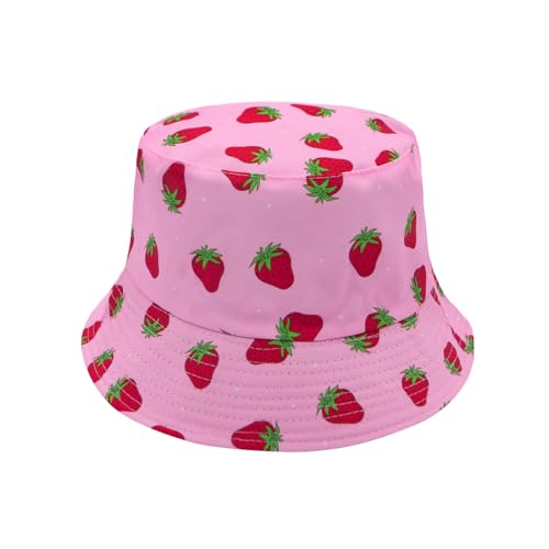 YAMEIZE Erdbeere Eimer Hut für Frauen - Mädchen Erdbeer Shortcake Hut Sommer Fischerhüte Strand Sommer Outdoor von YAMEIZE