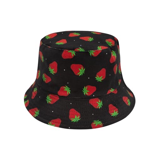 YAMEIZE Erdbeere Eimer Hut für Frauen - Mädchen Erdbeer Shortcake Hut Sommer Fischerhüte Strand Sommer Outdoor von YAMEIZE