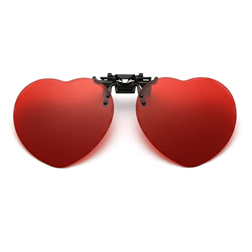 YAMEIZE Funky Herz Polarisiert Clip-on Love - Heart Sonnenbrille für Damen Herren Anti-Glare Lustige Herz förmige Brille Flip-Up UV 400 Schutzbrille Party Fahren von YAMEIZE