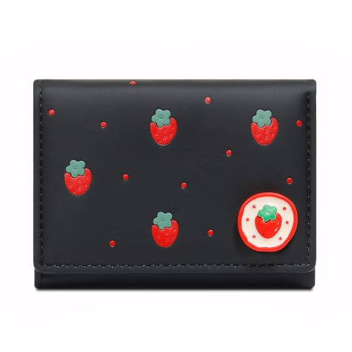 YAMEIZE Geldbeutel Damen Klein Geldbörse Portemonnaie Süße Dreifach Gefaltete Geldbörse PU Leder Portemonnee Kartenhalter Münzbörsen Mädchen von YAMEIZE