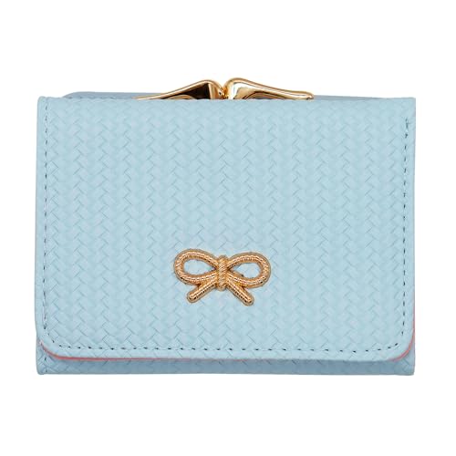 YAMEIZE Geldbeutel Damen Klein Geldbörse Portemonnaie Süße Dreifach Gefaltete Geldbörse aus Schmalem PU Leder mit Schleife und Kartenhalter Münzbörsen Mädchen von YAMEIZE