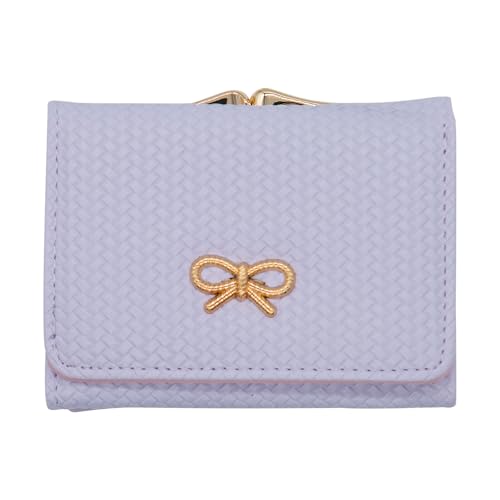 YAMEIZE Geldbeutel Damen Klein Geldbörse Portemonnaie Süße Dreifach Gefaltete Geldbörse aus Schmalem PU Leder mit Schleife und Kartenhalter Münzbörsen Mädchen von YAMEIZE